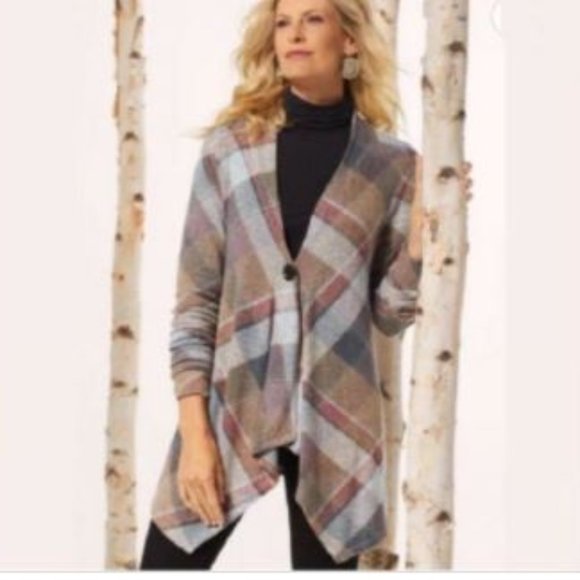 Soft Surroundings Sweaters - NEW Soft Surroundings Cardigan Faux Cashmere Plaid